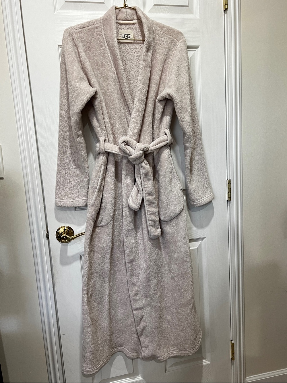 UGG Marlow Robe Moonbeam Oatmeal Size Large Long Length Plush Fleece Comfy
